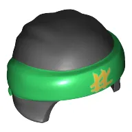 Head Wrap with Headband and Knot, Green Pattern and Gold Symbol Print