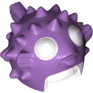 Helmet Puffer Fish with Spikes and Fins, Trans Clear Visor, White Eyes pattern