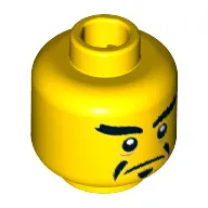 Minifig Head Musician, Thick Eyebrows, Moustache, Pointed Goatee, Stern / Angry Print