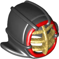 Mask, Kendo, Gold Grille and Red Trim Print