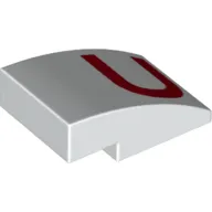 Brick Curved 3 x 2 No Studs with Red 'U' Print