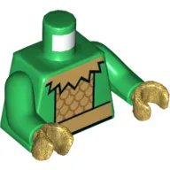Torso Armor, Gold Pointed Collar, Gold Belt Print, Green Arms, Pearl Gold Hands