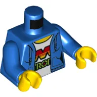Torso Hoodie, Pockets, Laces, MTron Logo on Shirt Print, Blue Arms, Yellow Hands