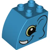 Duplo Brick 2 x 3 x 2 with Curved Top with Elephant Face with Lime Eyes Print