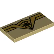 Tile 2 x 4 with Wonder Woman Logo with Black Star in Center Print