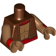 Torso Vest, Reddish Brown with Red Collar and Belt Print, Medium Nougat Arms and Hands with Red Cuffs Print