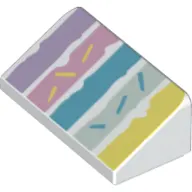 Brick Sloped 30° 1 x 2 x 2/3 with Bright Light Yellow, Light Aqua, Medium Azure, Dark Pink, Medium Lavender Lines print