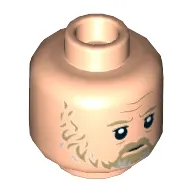 Minifig Head Luke Skywalker, Dark Tan Mustache, Beard, Sideburns, Sad / Angry Print