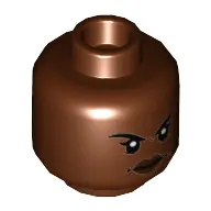 Minifig Head Okoye, Eyebrows, Dark Brown Lips, Angry Print
