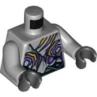Torso Tattered with Yellow and Dark Purple Cracks Print, Light Bluish Gray Arms, Black Hands