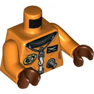 Torso Astronaut Spacesuit Print, Orange Arms, Reddish Brown Hands