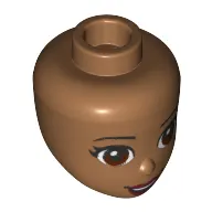 Minidoll Head with Brown Eyes, Open Mouth, Dark Red Lipstick Print