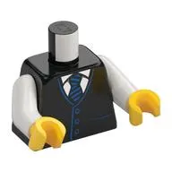 Torso Vest with White Shirt and Blue Tie, Buttons Print, White Arms, Yellow Hands