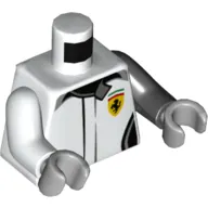 Torso, Odd Arms, Racing Jacket with Ferrari Logo Print, Left Black Arm, Right White Arm, Light Bluish Gray Hands