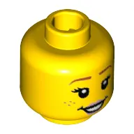 Minifig Head Flower Pot Girl, Dark Orange Eyebrows, Freckles, Bright Pink Lips, Open Mouth Smile / Frown