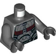 Torso Armor, Red Band with Black Detailing Print (Falcon), Dark Bluish Gray Arms, Black Hands