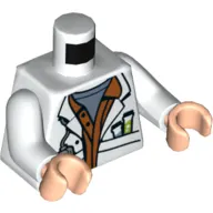 Torso Lab Coat, Test Tubes, Orange Shirt, Sand Blue T-Shirt Print, White Arms, Light Nougat Hands