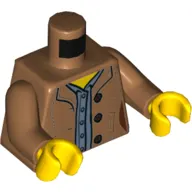Torso Jacket, Sand Blue Shirt, Buttons, Pockets Print, Medium Nougat Arms, Yellow Hands