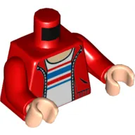 Torso Jacket, White Shirt with Blue and Red Stripes, Zipper Print, Red Arms, Light Nougat Hands