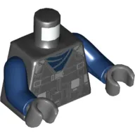 Torso Vest with Harness, Buckles, Pockets, Dark Blue Undershirt Print, Dark Blue Arms, Dark Bluish Gray Hands
