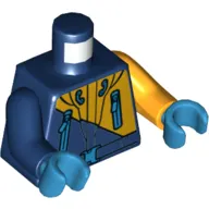 Torso, Odd Arms, Jacket, Artic, Zippers, Belt, Hood Print, Left Bright Light Orange Arm, Right Dark Blue Arm, Dark Azure Hands