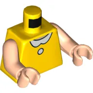Torso with White Collar and Button Print, Light Nougat Arms and Hands