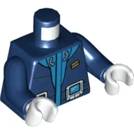 Torso Hoodie with Azure Trim, Handheld Device Print, Dark Blue Arms, White Hands