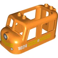 Duplo Train Engine Cabin 4 x 8 x 3 1/2 with White '1024', Train Logo and Yellow Stripes Print