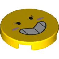 Tile Round 2 x 2 with Smiley Face, Tense Grin