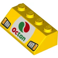 Brick Sloped 45° 2 x 4 with Octan Logo, Headlights print