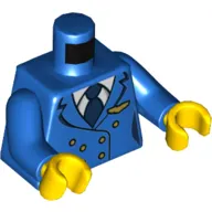 Torso Jacket, White Shirt, Blue Tie, Gold Buttons and Winged Pilot Badge Print, Blue Arms, Yellow Hands
