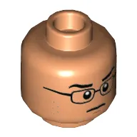 Minifig Head Franklin Webb, Glasses, Closed Lips, Scared / Determined Print