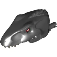 Animal Body Part, Dinosaur, Indoraptor Head with Pin, Dark Tan Teeth, Red Eyes