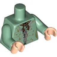 Torso Robe with Silver Zipper and Trim, Medium Nougat Trees Print (Sybill Trelawney), Sand Green Arms, Light Nougat Hands