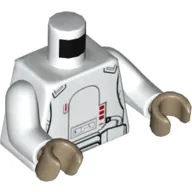 Torso Armor with Red Buttons, Belt Print, White Arms, Dark Tan Hands
