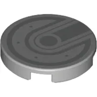 Tile Round 2 x 2 with Silver Lines, Bolts/Dots Print