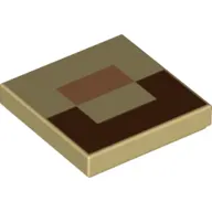 Tile 2 x 2 with Minecraft Pixels Reddish Brown, Medium Nougat Rectangles print