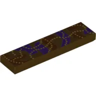 Tile 1 x 4 with Dark Red and Dark Purple Shapes, Pearl Gold Dotted Line