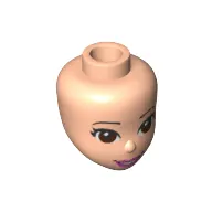 Minidoll Head with Brown Eyes, Open Mouth, Dark Pink Lipstick Print