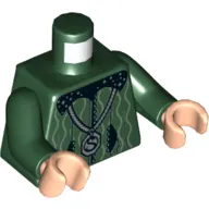 Torso Black Collar with Silver Stars, White Curvy Lines, Silver Locket with 'S' Print (Salazar Slytherin), Dark Green Arms, Light Nougat Hands
