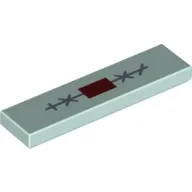 Tile 1 x 4 with Dark Red Rectangle, Dark Bluish Gray Lines, X, Sewing print