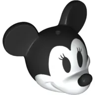Minifig Head Special with Black Mouse Ears and Nose, White Face, Eyelashes print
