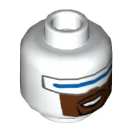 Minifig Head Frozone, Wide Blue Visor, Reddish Brown Lower Face with Black Goatee Print