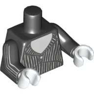 Torso Jacket with White Shirt and Pinstripes Print, Black Arms with White Pinstripes Print, White Hands