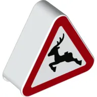 Duplo Brick 1 x 3 x 2 Triangle Road Sign with Deer Crossing Warning Print