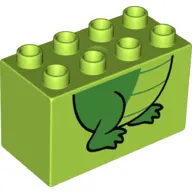 Duplo Brick 2 x 4 x 2 with Crocodile Legs Print