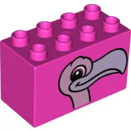Duplo Brick 2 x 4 x 2 with Flamingo Head Print
