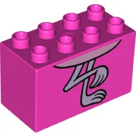 Duplo Brick 2 x 4 x 2 with Flamingo Legs Print