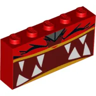 Brick 1 x 5 x 2 with Angry Unikitty, Sharp Teeth, Fangs, Closed Eyes