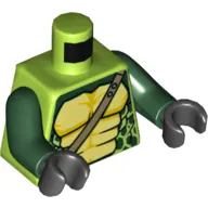 Torso Bare Chest, Yellow Snake Belly, Dark Green Spots, Strap Print, Dark Green Arms, Black Hands